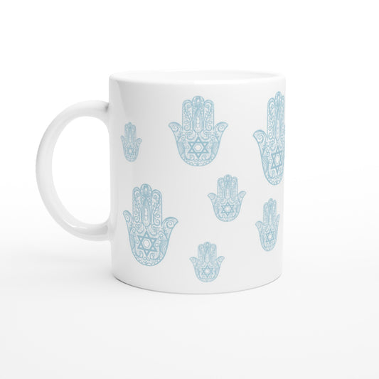 Tales of Israel Mug: hamsa blue