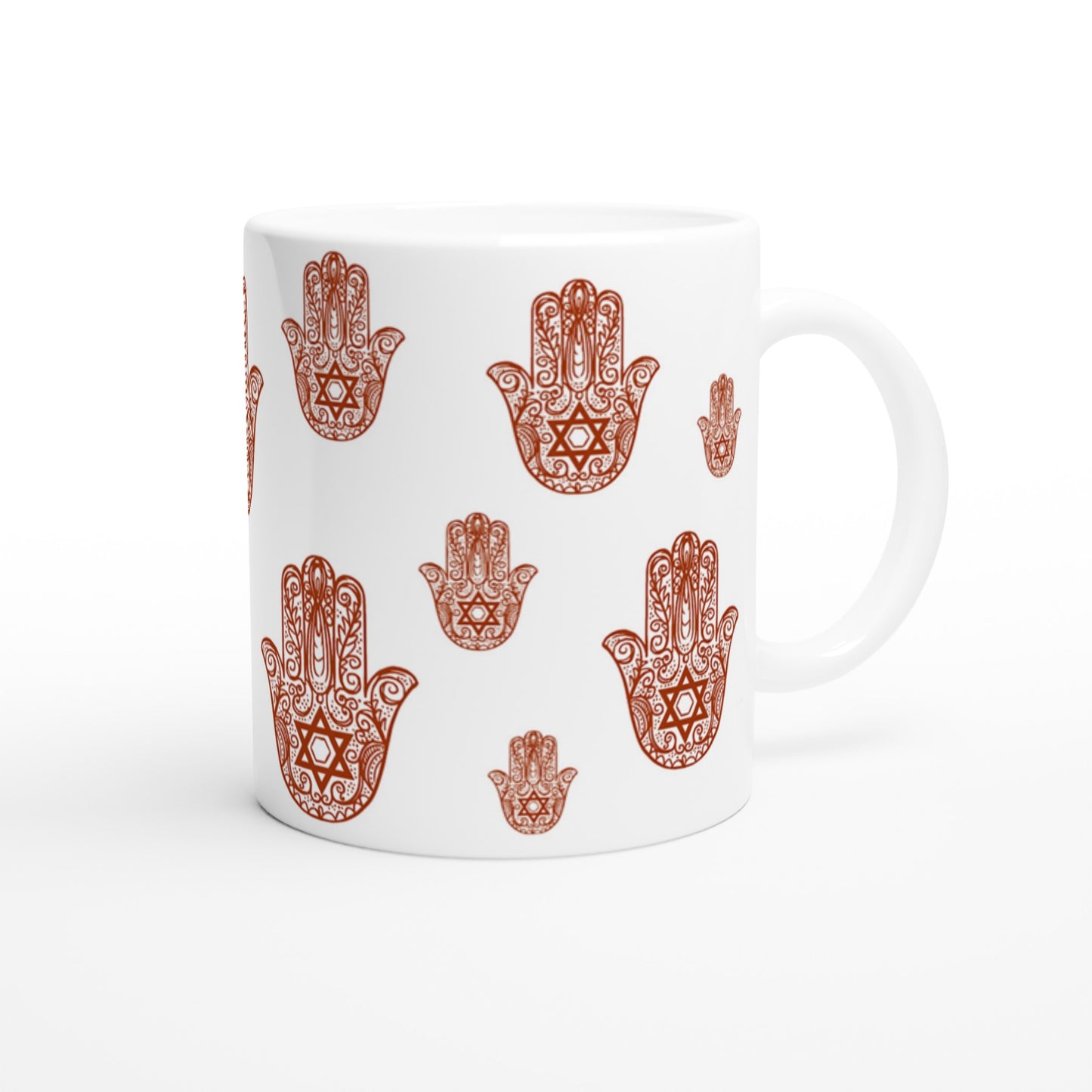 Tales of Israel Mug: hamsa terra cotta