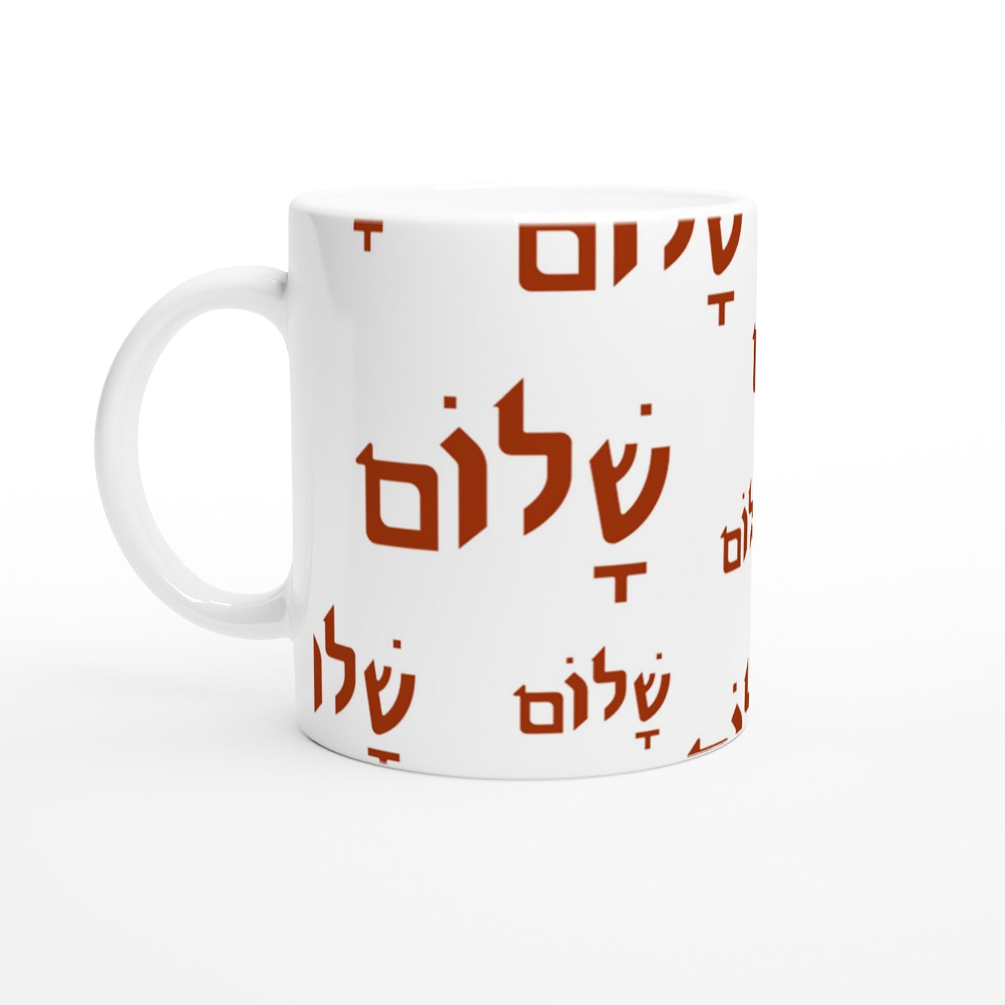 Tales of Israel Mug: shalom terra cotta