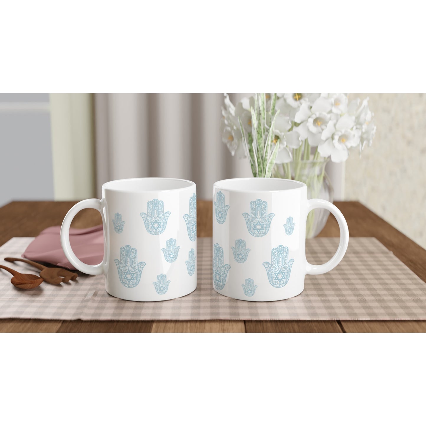 Tales of Israel Mug: hamsa blue